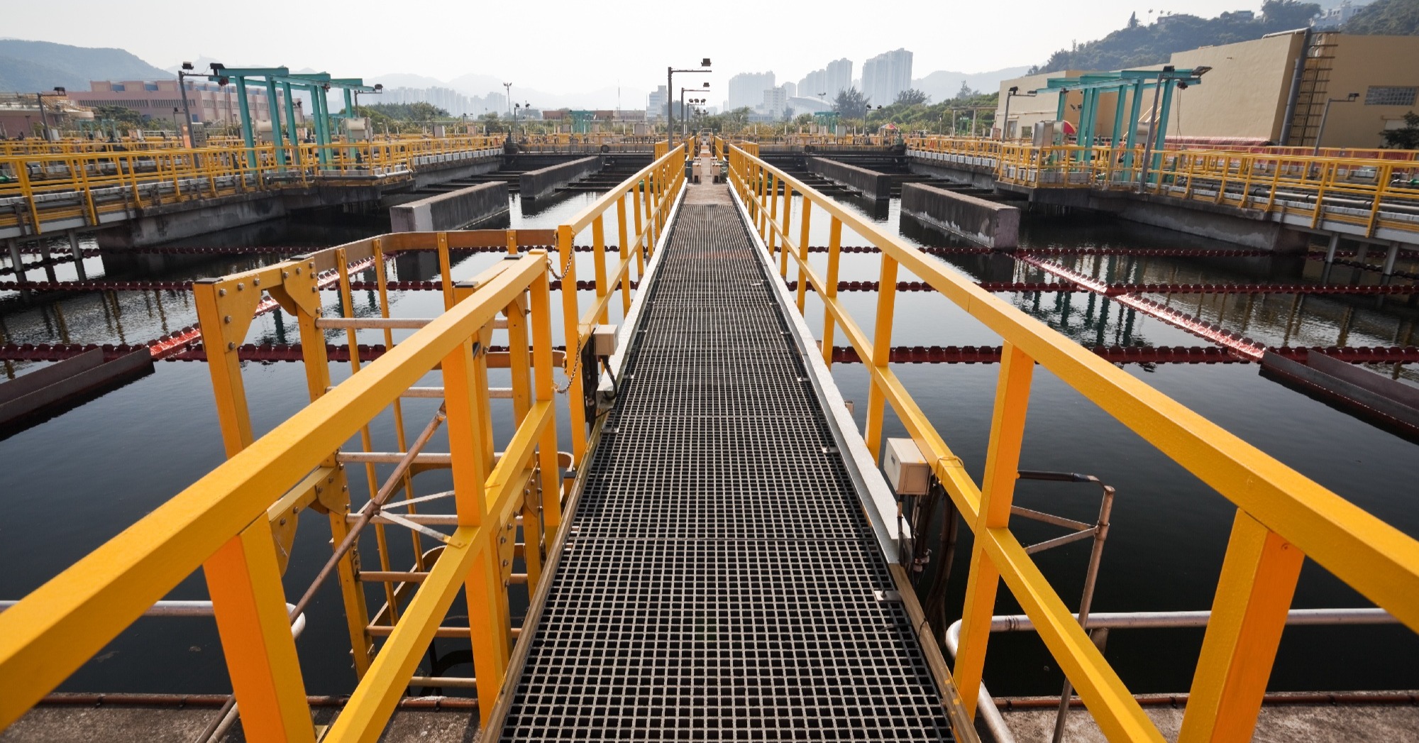 Aluminum walkway over a water treatment plant