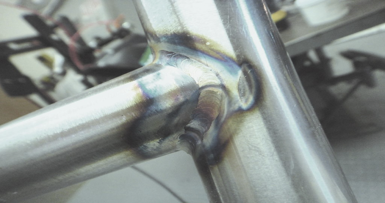 A close-up of a welding piece
